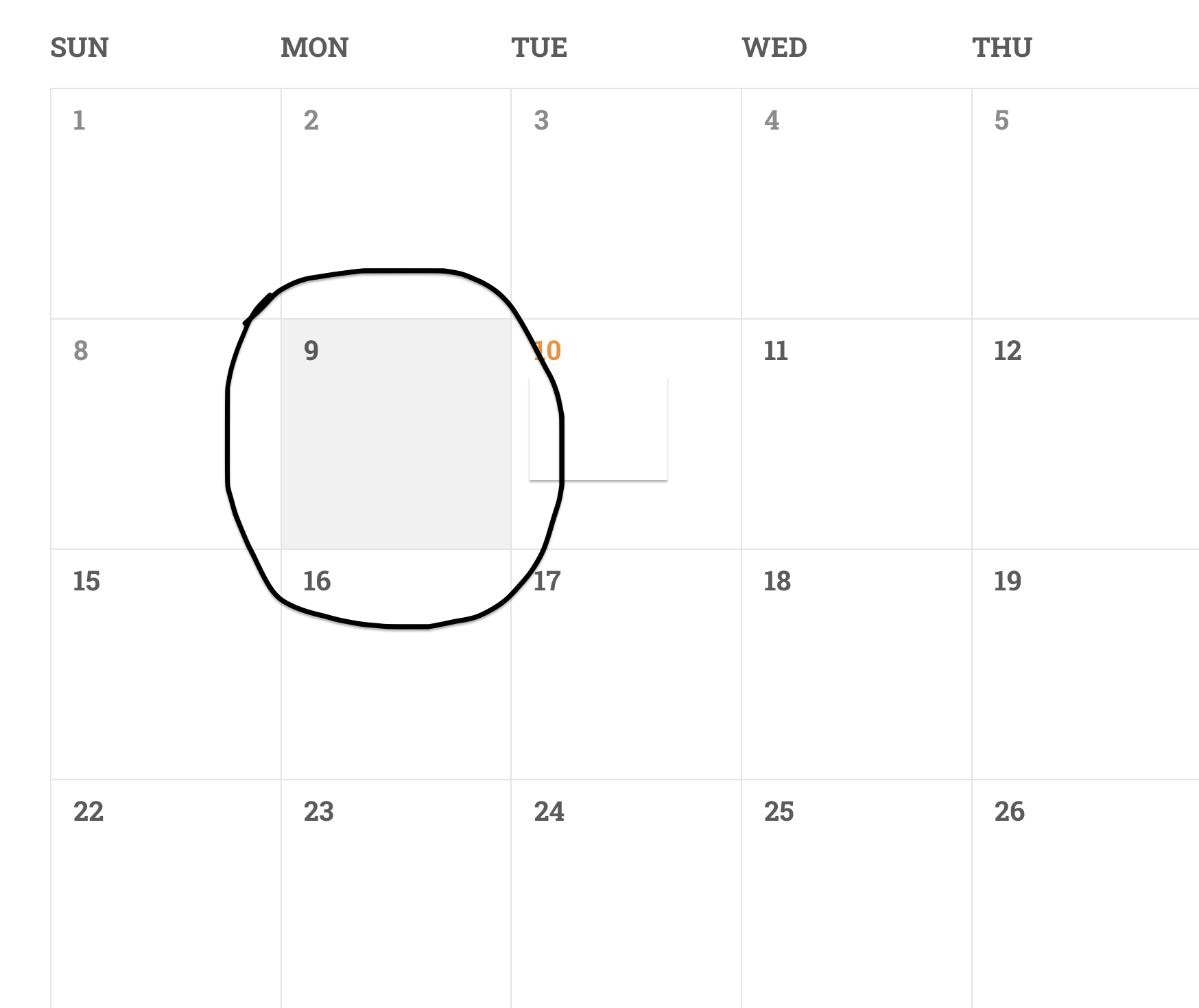 events calendar highlight current day